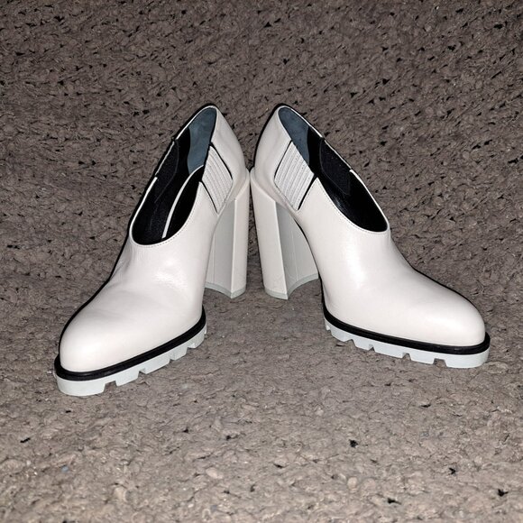 JIL SANDER-Sandy Sport-Off White Leather Booties/Pumps-Gusset-Sz 35-Near Mint - Picture 4 of 9